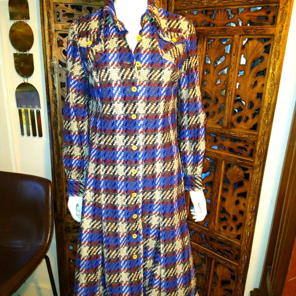 Vintage Multicolor Plaid Blue Red White & Gray